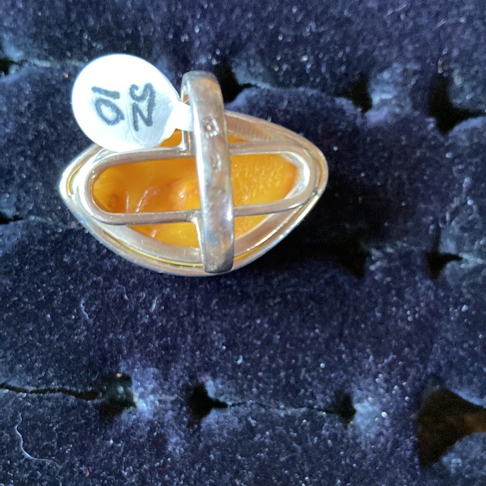 Amber Silver Ring - image 4